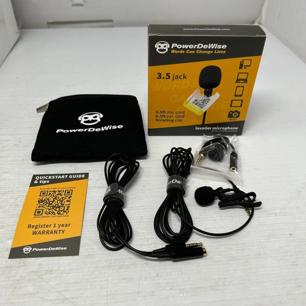 PowerDeWise‎ Lavalier Lapel Microphone 3.5mm Jack Starter Kit Lot of 36 Sealed